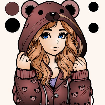 realistic girl in a animal pjs hoodie