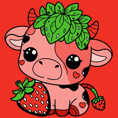 cute strawberry cow