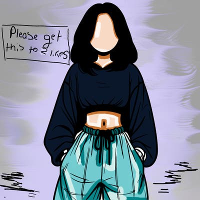 realistic girl faceless with baggy pants and a crop top