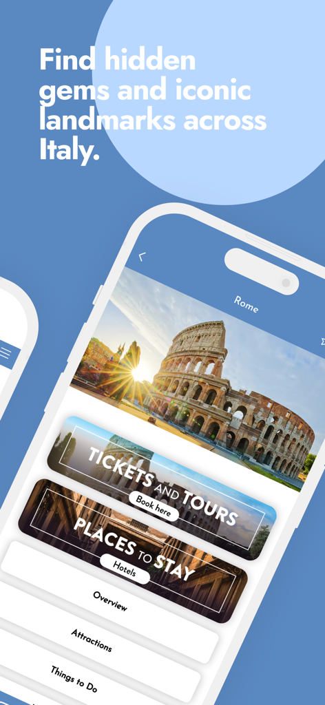 Untold Italy Travel Guide - Untold Italy Travel Guide app screen for Rome showing the Colosseum