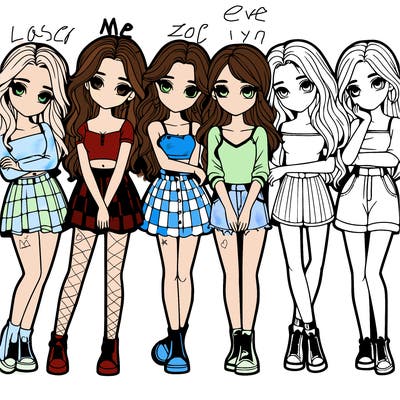 a group of girls realistic