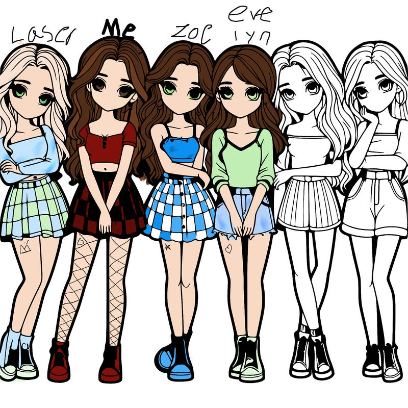 a group of girls realistic