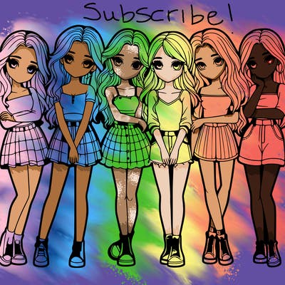 a group of girls realistic