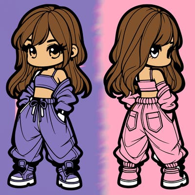 girl in crop top and baggy pants