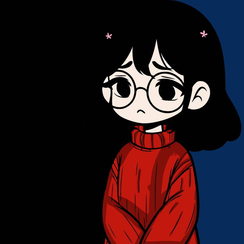sad girl with glasses in a sweater