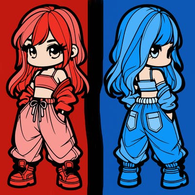 girl in crop top and baggy pants