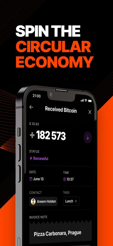 Bitkit: Bitcoin Wallet - Bitkit app showing a successful bitcoin transaction for lunch