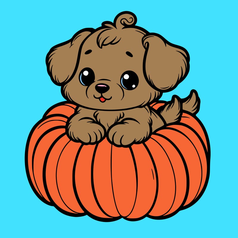 cute little puppy in a pumpkin