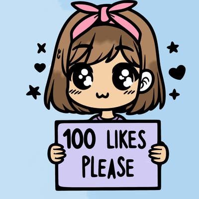 girl holding sign saying 100 likes please