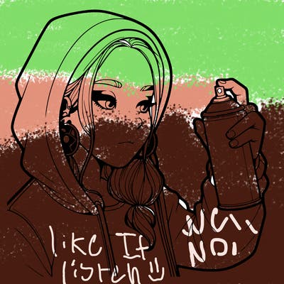 a realistic girl, spray painting