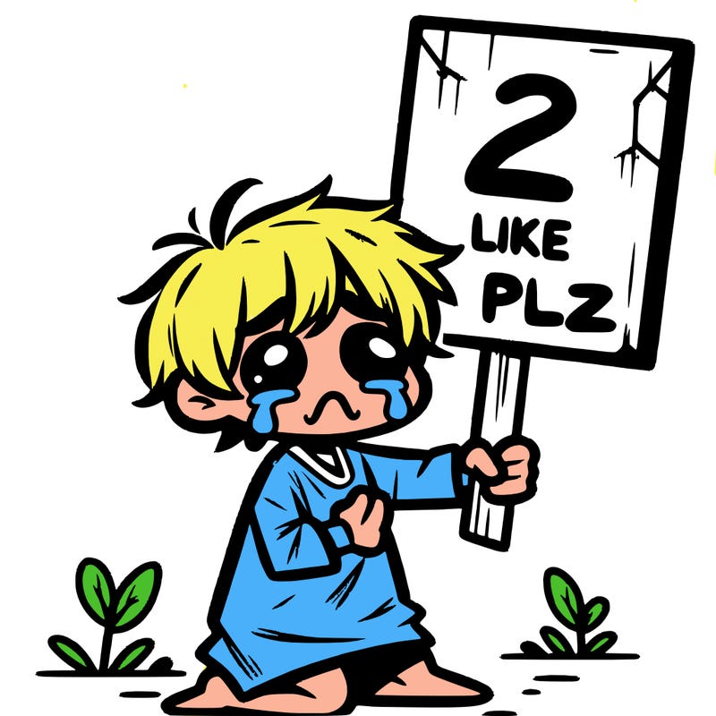small poor toddler crying with sign that says 2 like plz