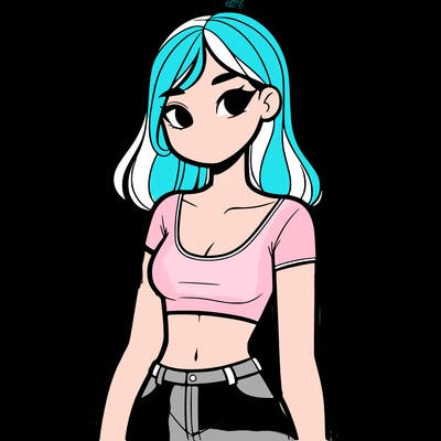 realistic girl wearing a crop top