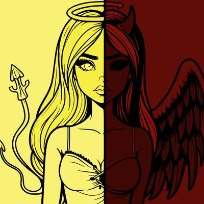 devil vs angel realistic girl