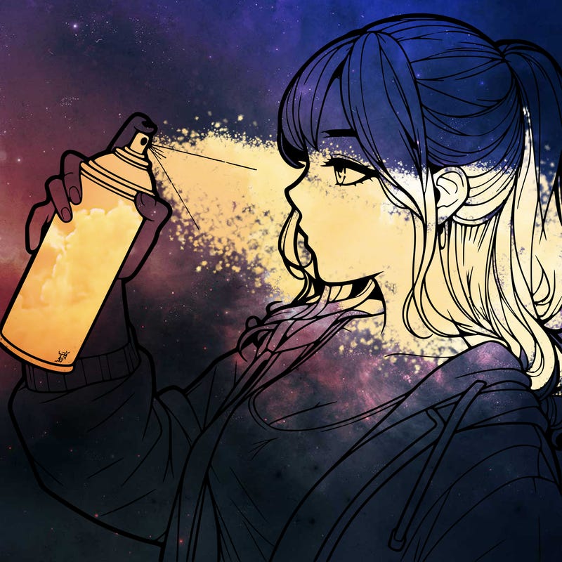 a realistic girl spray, painting