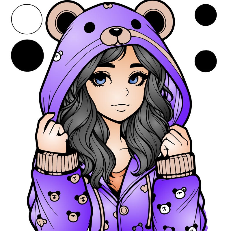 realistic girl in a animal pjs hoodie