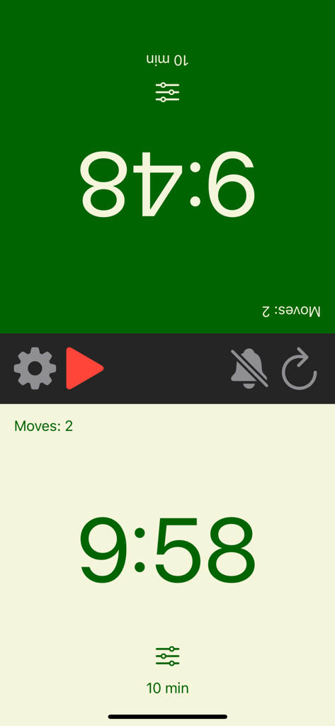 Chess.clock - Interface de cronômetro de xadrez digital de tela dupla com displays de tempo e controles