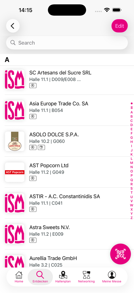 ISM Cologne - List of trade fair exhibitors in the ISM Cologne mobile app