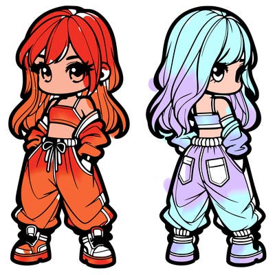 girl in crop top and baggy pants