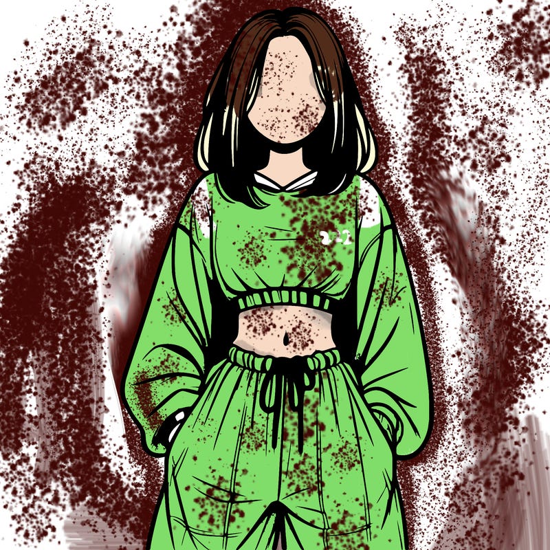 realistic girl faceless with baggy pants and a crop top