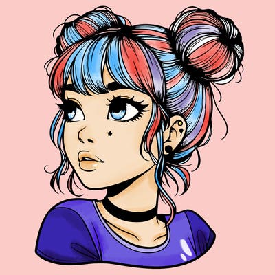 realistic girl with spacebuns