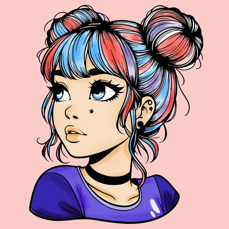 realistic girl with spacebuns