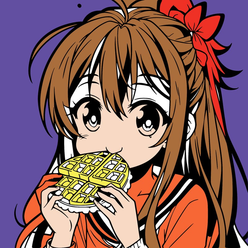 anime eating waffle