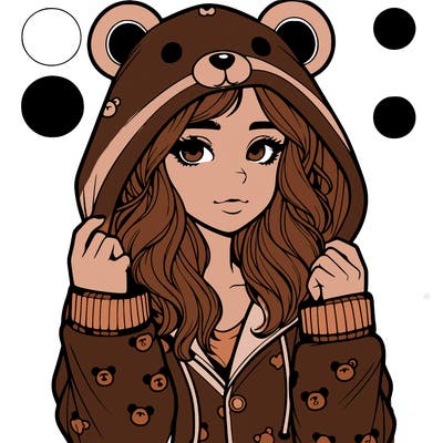 realistic girl in a animal pjs hoodie