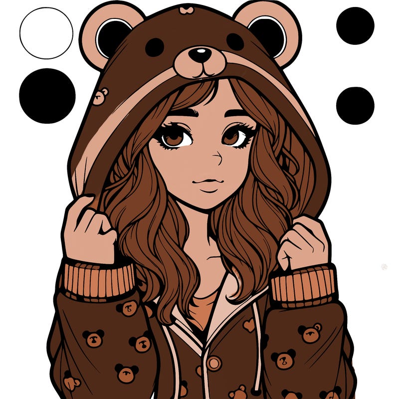 realistic girl in a animal pjs hoodie