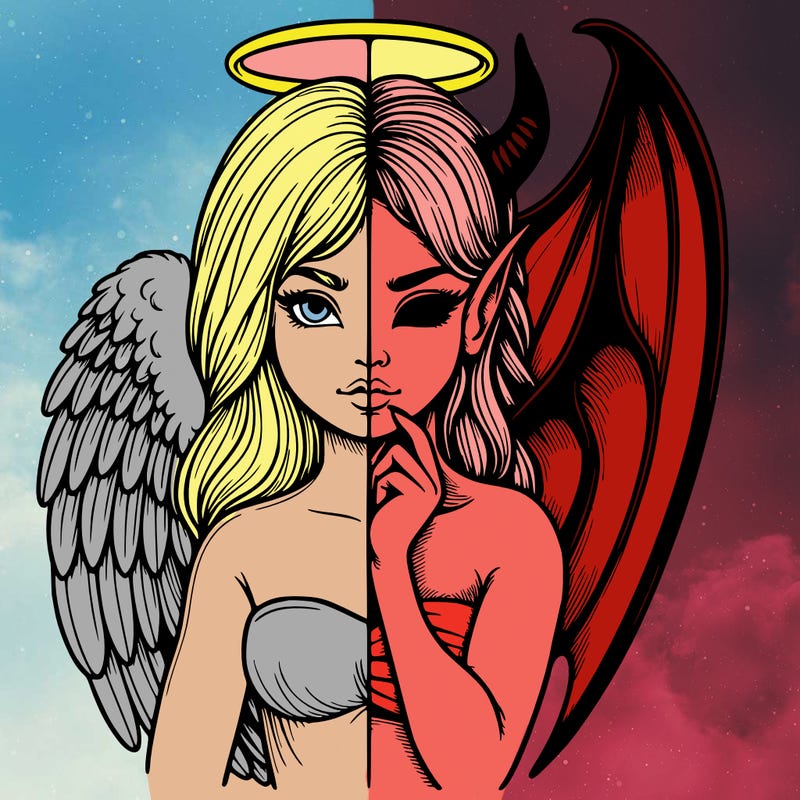 realistic angel half demon