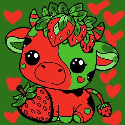 cute strawberry cow
