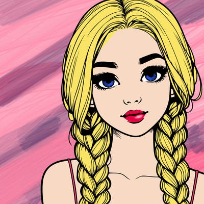 realistic girl with braids