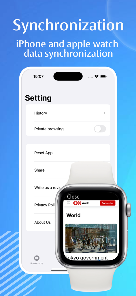 Daten synchronisation zwischen iPhone und Apple Watch für das Web-Browsing