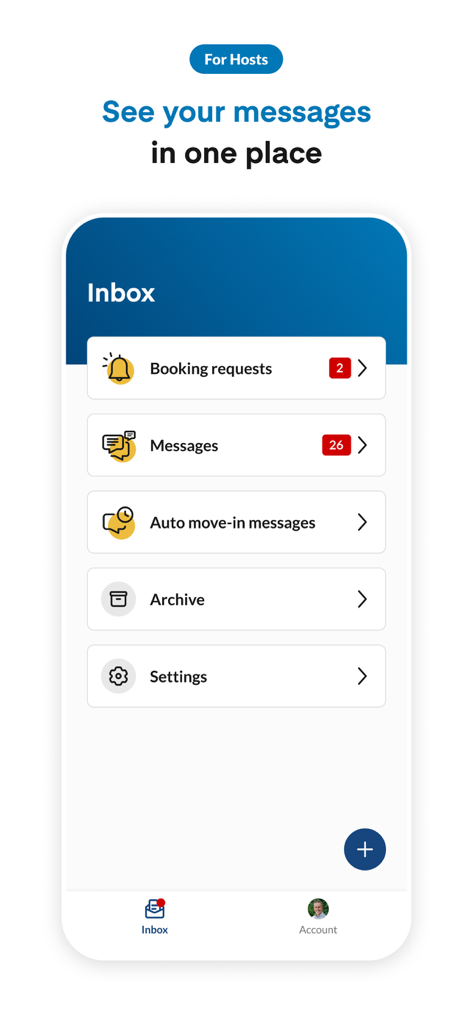 PadSplit: Rooms for rent - PadSplit host inbox interface showing booking requests and messages