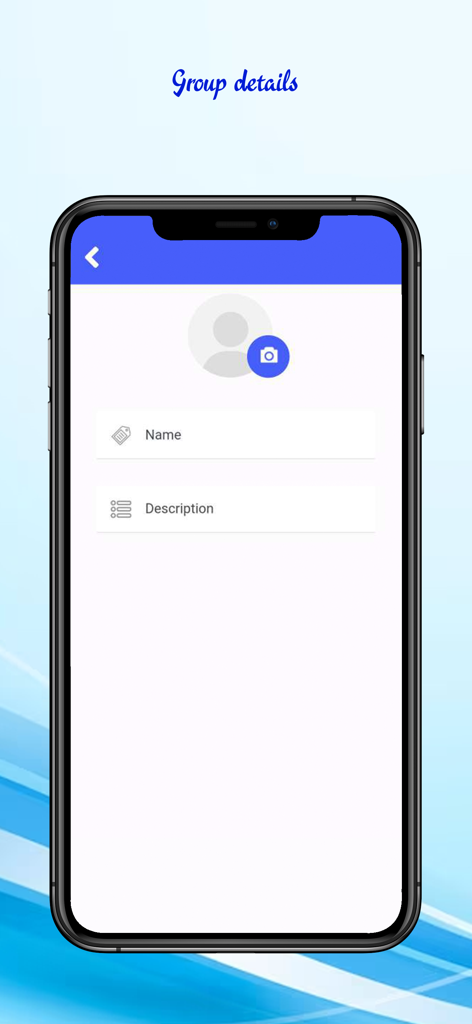 Open notes and reminder - Interfaz de aplicación móvil para configurar un nuevo grupo de notas con nombre y descripción personalizados