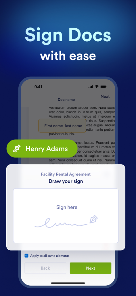 User drawing a digital signature on a mobile document agreement in Jotform Sign