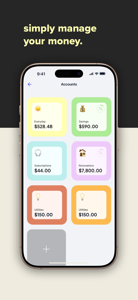 Dosh - Dosh mobile app screen showing various financial accounts and balances for everyday spending and savings
