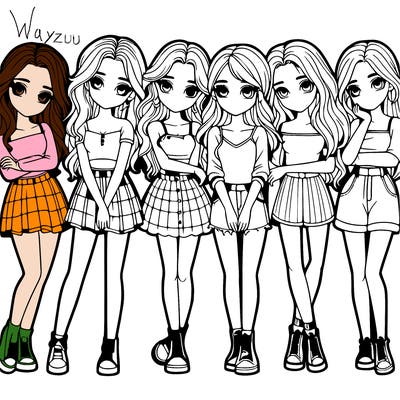 a group of girls realistic