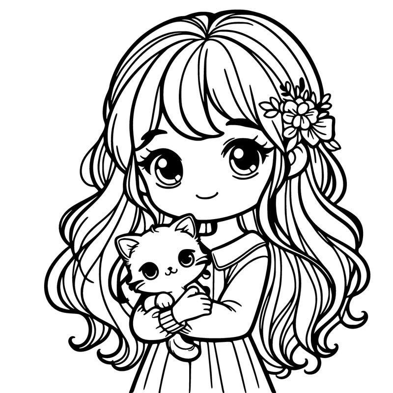 girl holding a cute cat