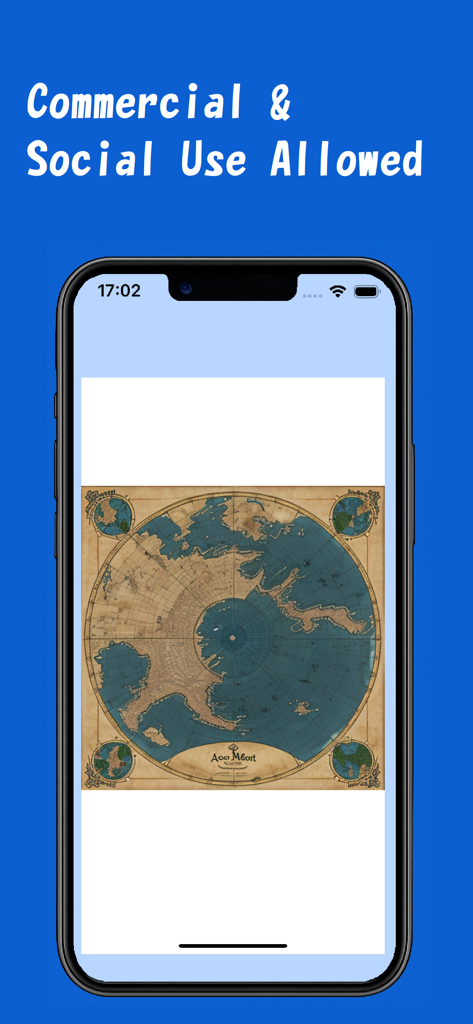 FantasyMapAI - An AI generated circular fantasy map displayed on a mobile phone with commercial and social use permission