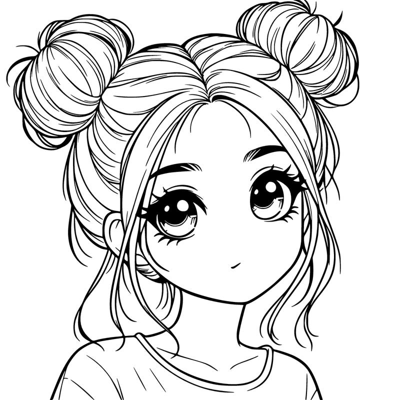 realistic girl with buns on her hair