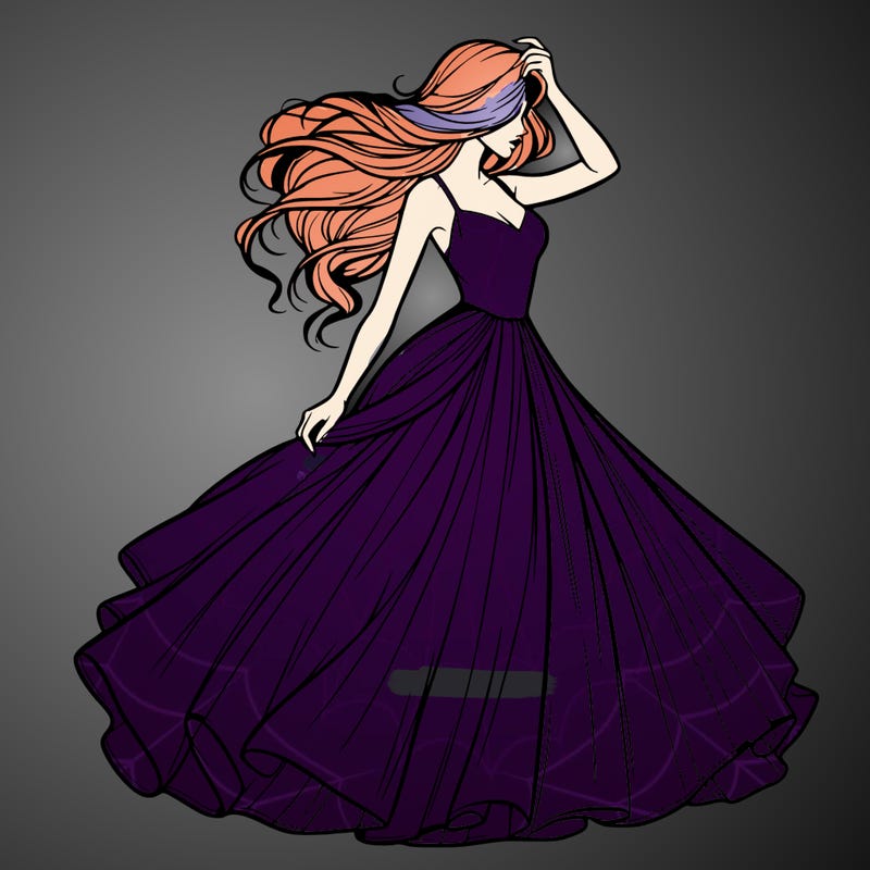 realistic woman with dress flowing in the wind