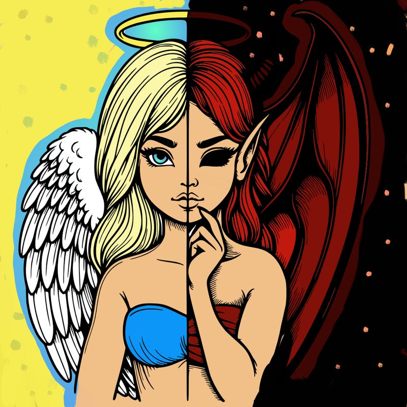 realistic angel half demon