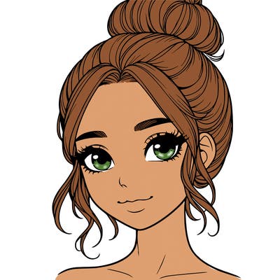 realistic pretty girl with hair in bun