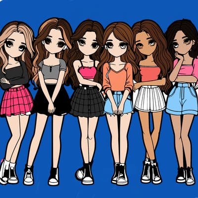 a group of girls realistic