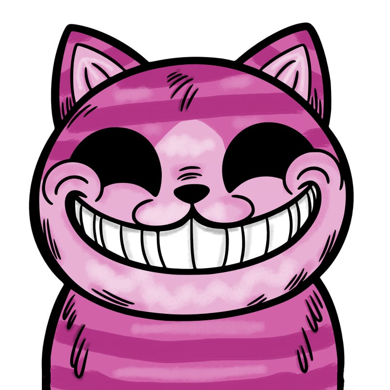 a cat that is smiling creepy