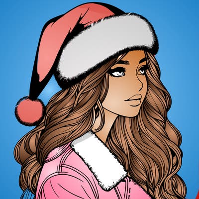 realistic girl in santa hat