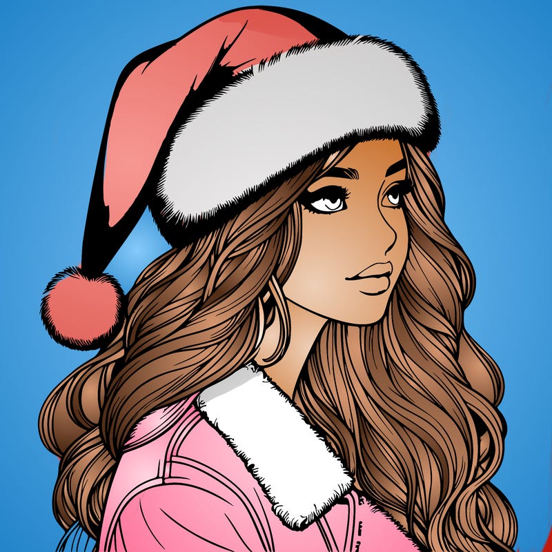 realistic girl in santa hat