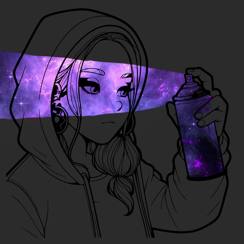 a realistic girl, spray painting