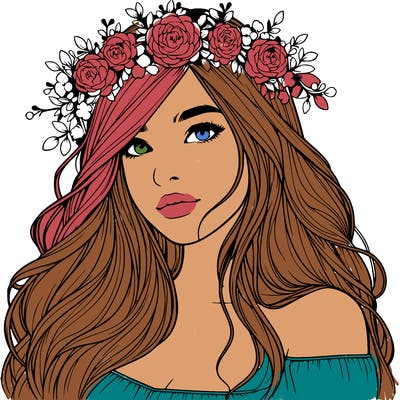 realistic girl with flower crown