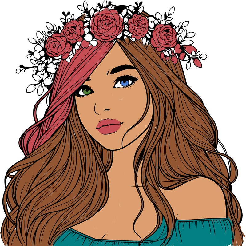 realistic girl with flower crown